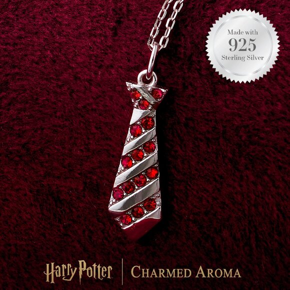 925 Sterling Silver Gryffindor Tie Necklace - House Pride Harry Potter - Picture 1 of 2